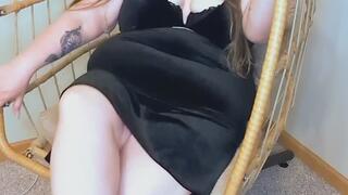 Little black dress feet worship