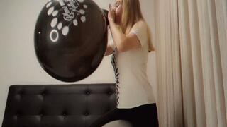 Alla made B2P a black balloon and rides a fitness ball!