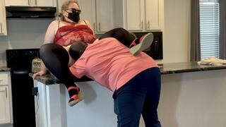 Hot Horny SSBBW Blonde Milf Realtor Flirts With Renter Client & Gets Doggystyle Creampie In Pussy, Black Cumming Inside