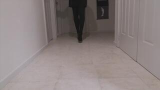 Sissy walking in 12cm High Heels on Hard Floor