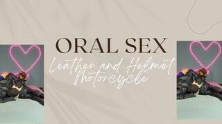 oral sex in leather and helmet motorcycle