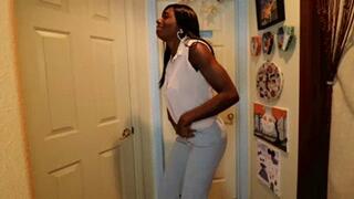 INEED2PEE IPOD Paris Luv outside the bathroom wetting dress pants