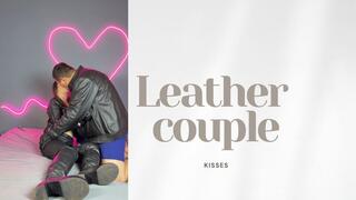 leather couple fetish kisses