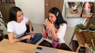 Video Reaction Simona & Mara React to Pantyhood Trick for Simona & Mara