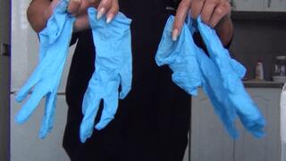 I inflate rubber gloves and burst them aa