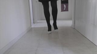 High Heel Walking and Playing in White Stiletto Pumps