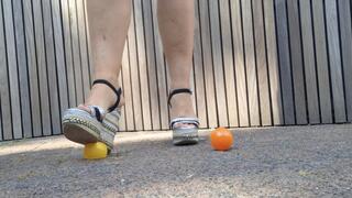 Toy ball crush with platform wedge sandals