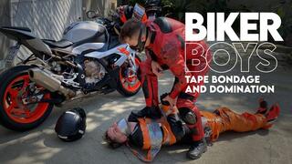 Biker Boys - Tonny all taped up by two biker dons! (720p) - Gay Bondage - Gay Domination - Biker Gear - Leather - Male Domination