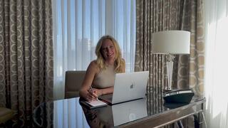 Office Secretary Affair: Nude Stockings, Creampie & Risky Wife Call (POV Fantasy)