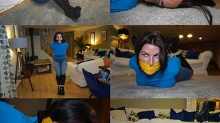 Agent sarah wild captured, hogtied and bandana gagged (mp4)