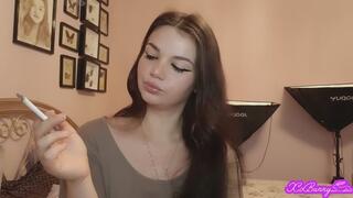 Hot teen all natural latina Mistress smoking in front of you