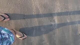 Dirty wet feet at the beach