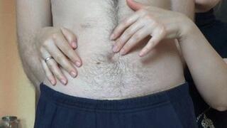 I caressed his sexy navel 2 BB