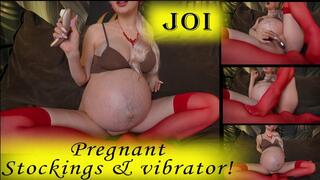 Joi and Pregnant orgasm from vibrator in stockings