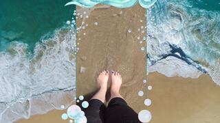 Blue Toes Wiggling in the Sand with Beach Sounds and an I love you