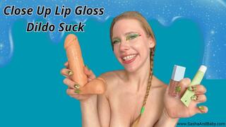 Close Up Lip Gloss Dildo Suck - Mouth, Teeth, and Uvula Fetish - Spit and Drool