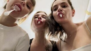 Teeth Brushing Spitting POV Triple Female Domination (MP4 HD 720p)