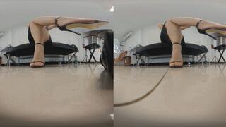 3D VR 180 ERER black sexy high-heeled sandals flatten POV trampling