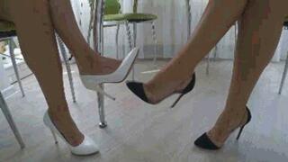 passionate kisses of black and white shoes a