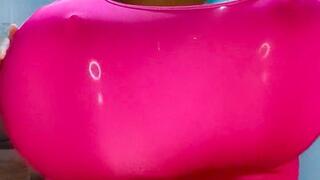 Sexy Juju Sensually Dances While Maroon Jumper Is Stuffed With Huge Balloon Boobs And Butts