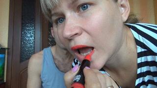 red lipstick kisses all over face 2 L