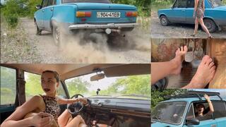Old VAZ VS driving, reverse driving, revving (pedal pumping barefoot), burnout