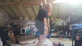 My first trample while pregnant! -Emma- (Full Body Perspective)