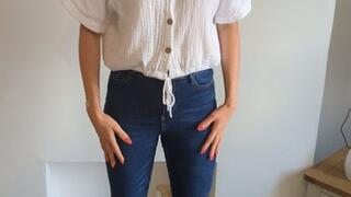 Priscilla toy car crush she crushes a 1969 Chevrolet Camaro in big heels full body view