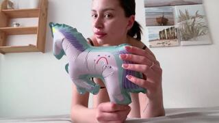 Xia vs the Inflatable Unicorn – Foot Fetish & Balloon Domination