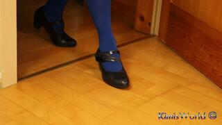 Classy Mary Jane Heels & Blue Tights – Dangling & Shoeplay Tease