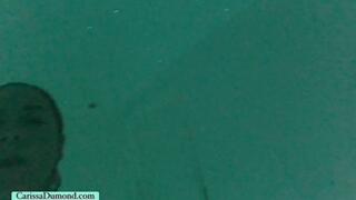 Carissa in the salt float session with nipple suction devices on