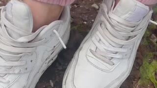 White Nike Airmax at the beach