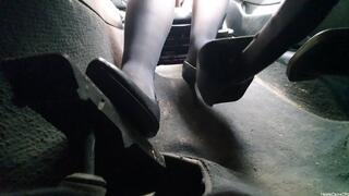 Driving BMW e46 in Black Heels Wobbly Gas Pedal