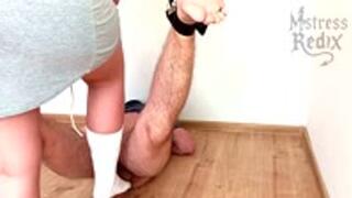 Long socks ballbusting and ruined orgasm