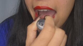 Petite Latina Applies Her Lipstick Just for You