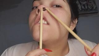 deep nasal exploration with Chinese sticks