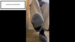 Niauhhh grey toe black socks hiding crusty feet