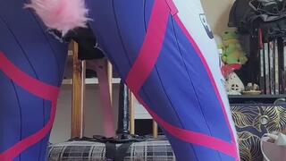 SubbyPuppy x Dva sitting on the dildo bondage chair