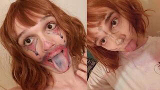 19 old puke slut - cute slim femboy sissy pukes on 8 inch dildo