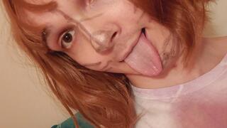 (2nd part) 19 old puke slut - cute slim femboy sissy pukes on 8 inch dildo