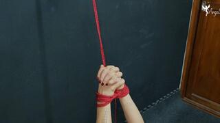 Tied Tight in Red: Helpless on the Chair, Ready to Be Worshipped
