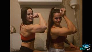 Kim and Dolly flexing beautiful muscles