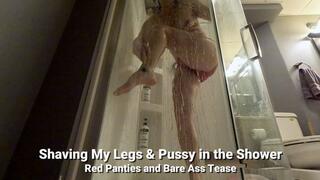 Shaving My Legs & Pussy in the Shower - Red Panties and Bare Ass Tease - Kylie Jacobsx - MP4 1080p HD