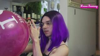 Owllete humps and cums on retro inflatable whale