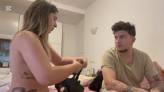 Making him smell all my odors even some farts naked with gasmask