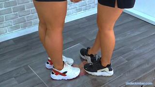 Goddess Amber - Miss Lucy - Stomping The Cum From Your Cock & Balls Under Our Nike Huaraches & Plexiglass - 190 Balls Cam - Trampling Trample CBT Ballbusting Shoejob Footjob Cumshot Trainers