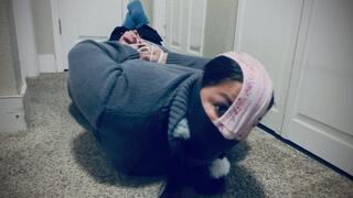 Pantyhood and rope tied