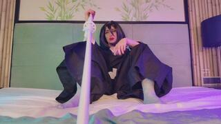Rukia - Bleach cosplay - Oiled up foot tease and footjob