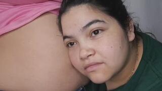 Stomach upset, ending in sounds heard by a person