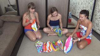 We blow beach balls and squeeze it BB